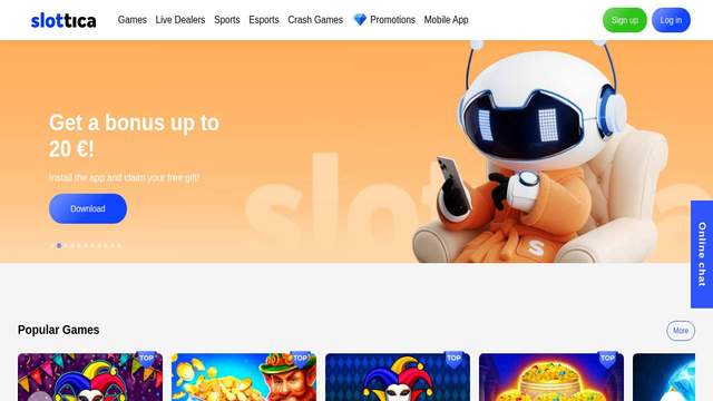 Slottica casino screenshot